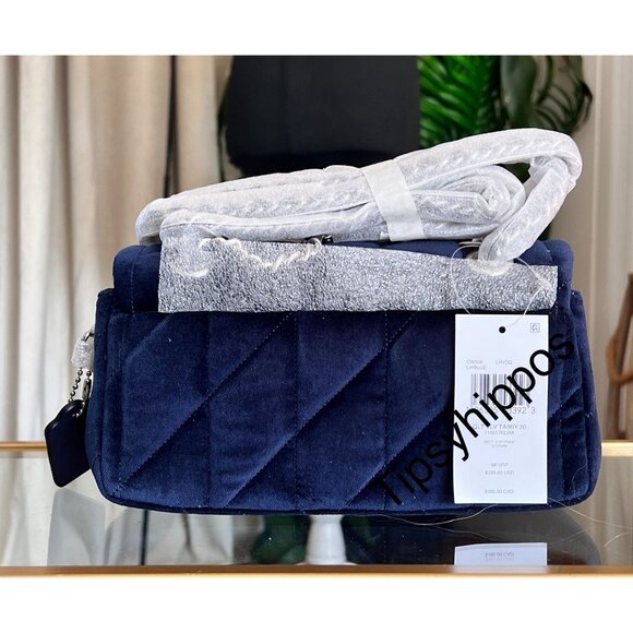 NEW WITH TAGS!! SOLD OUT!  AUTHENTIC Coach Blue Velvet Quilted Tabby 20 - Picture 5 of 14
